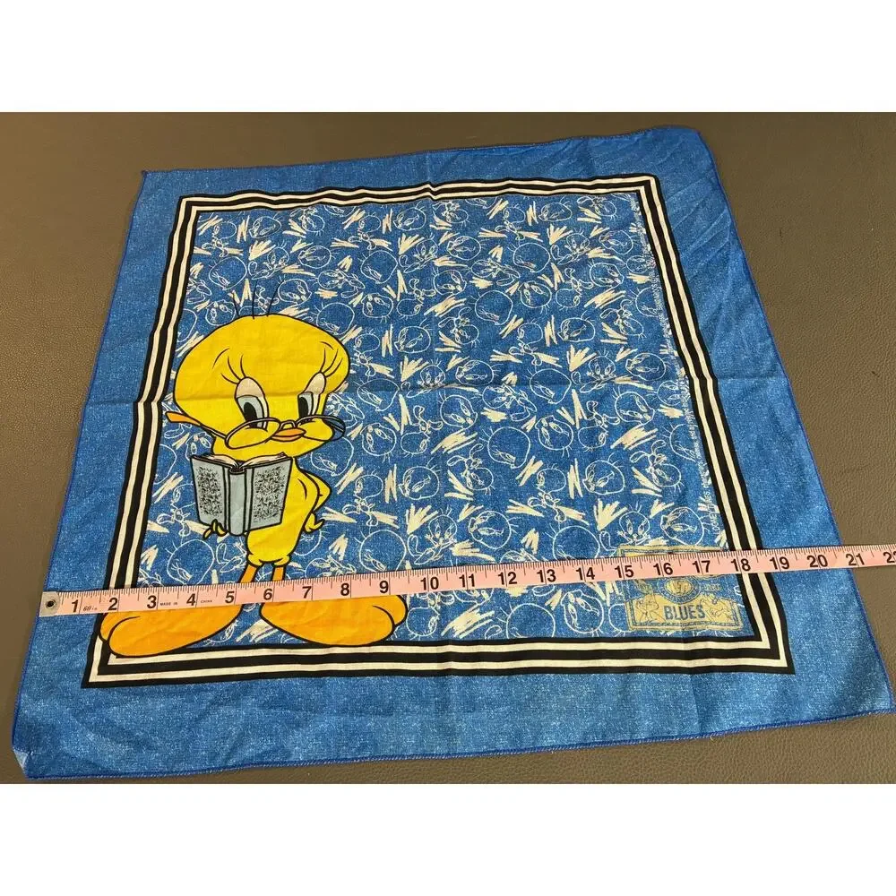 Vintage 1997 Tweety Bird Bandana | Looney Tunes Blues Handkerchief | 21 x 21